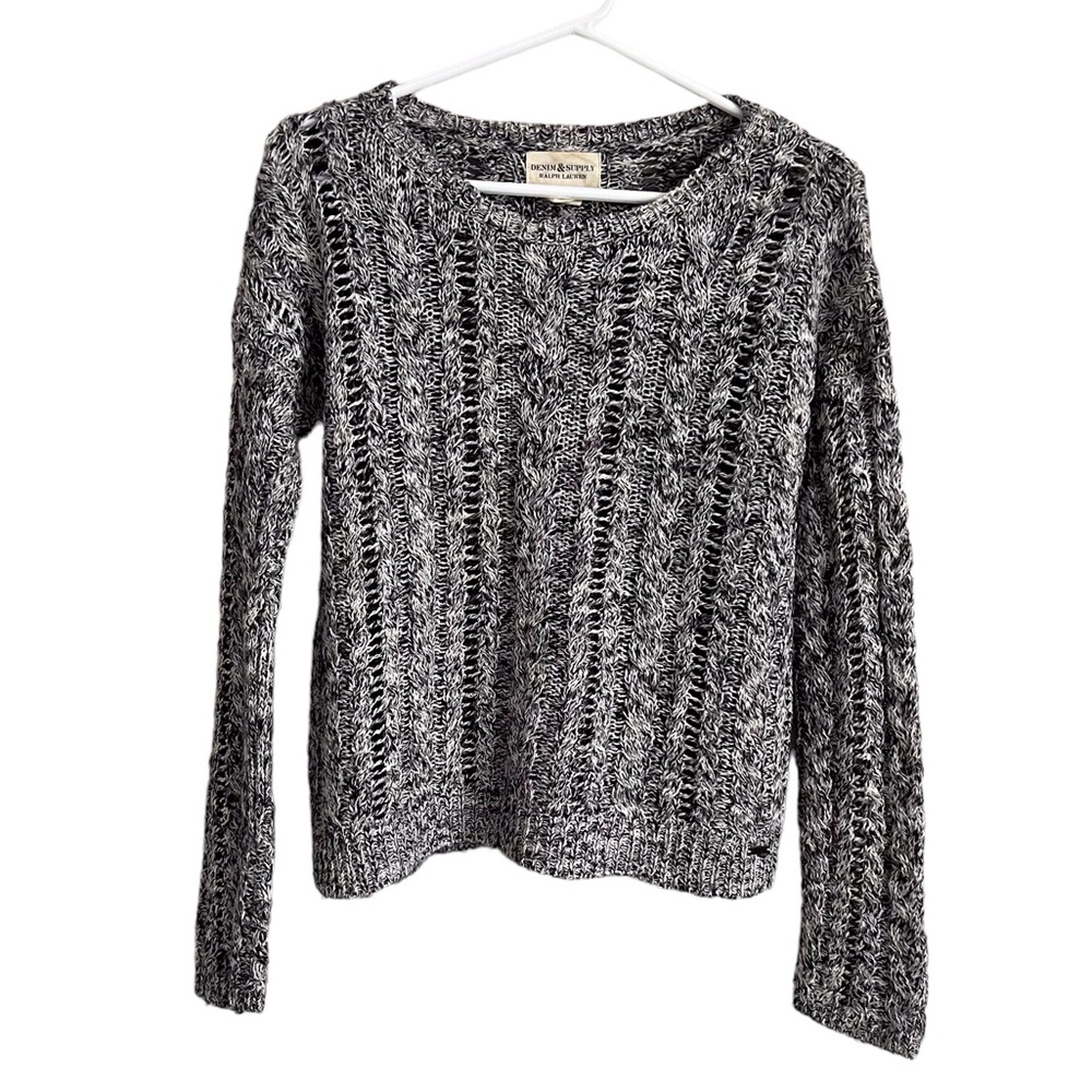 Ralph Lauren Denim & Supply Grey Ribbed Open Knit Sweater Coastal Women’s Small